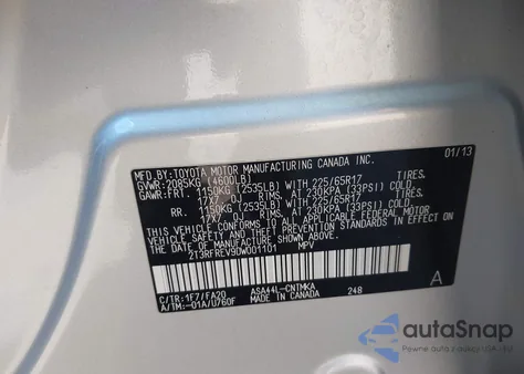 2013 Toyota Rav4 Xle from USA, damaged, VIN 2T3RFREV9DW001101